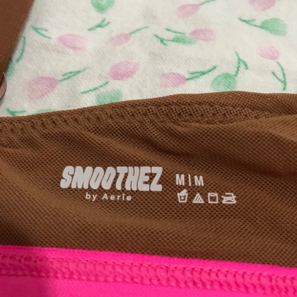 NWT Aerie SMOOTHEZ Mesh Plunge Bralette M Brown Hot Pink - Picture 6 of 8